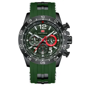 Mini Focus Green Silicone Strap Strap Green Dial Chronograph Quartz Watch for Gents - MF0290G-03