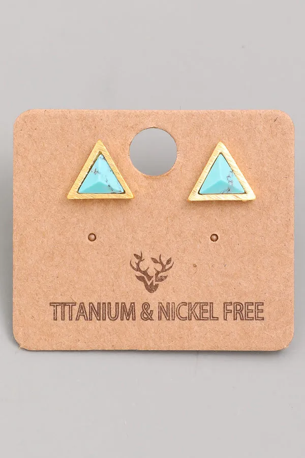 Mini Triangle Stone Studs
