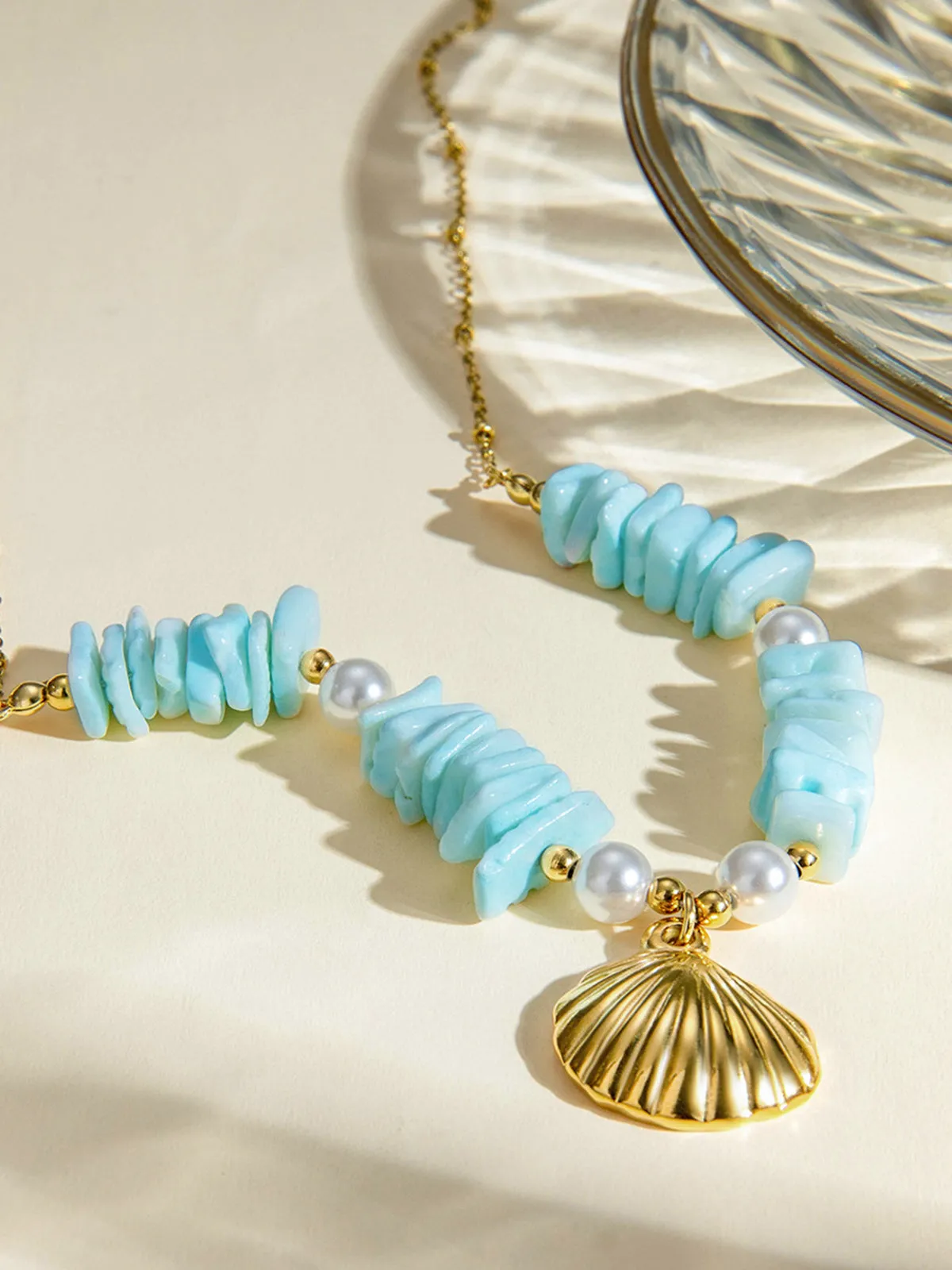 Mint Green Pearl Shell Necklace