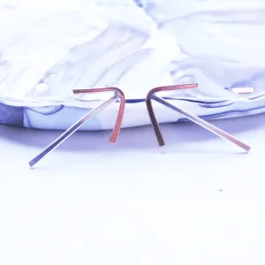 Mixed Metal Arrow Stud Earrings - Copper and Argentium Silver