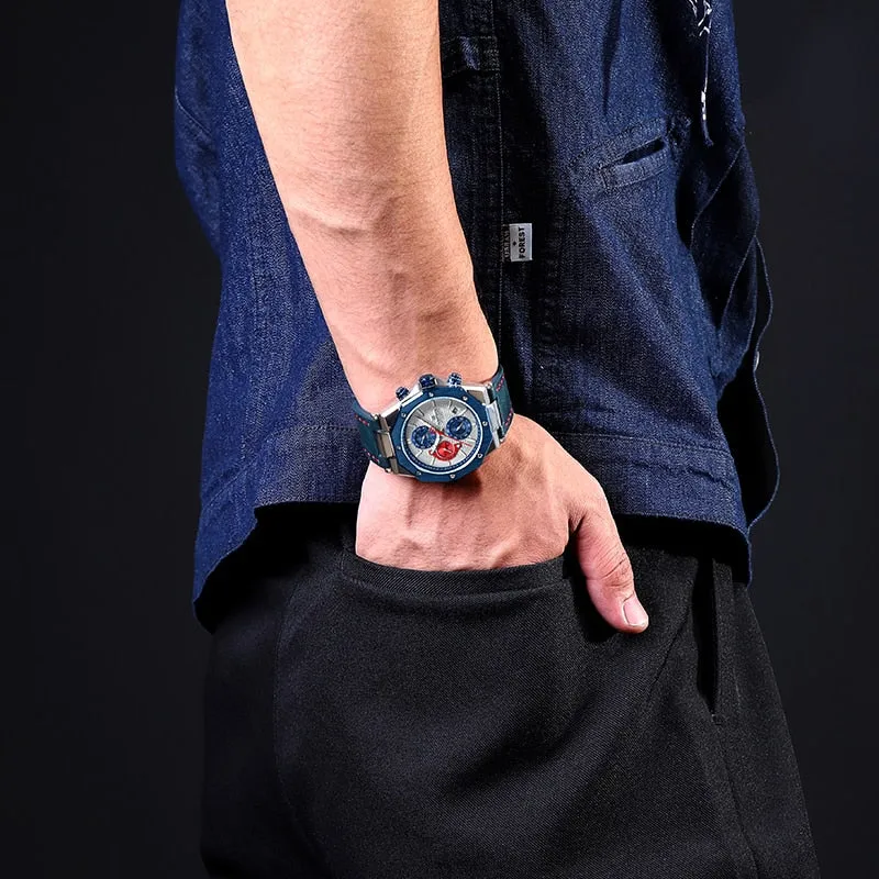 MODE LEATHER BAND CHRONOGRAPH | Stylish leather timepiece
