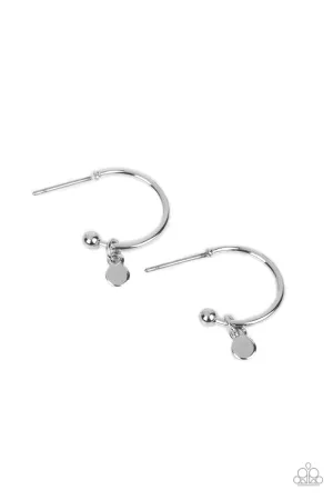 Modern Model - Silver - Disc Charm Paparazzi Tiny Hoop Earrings