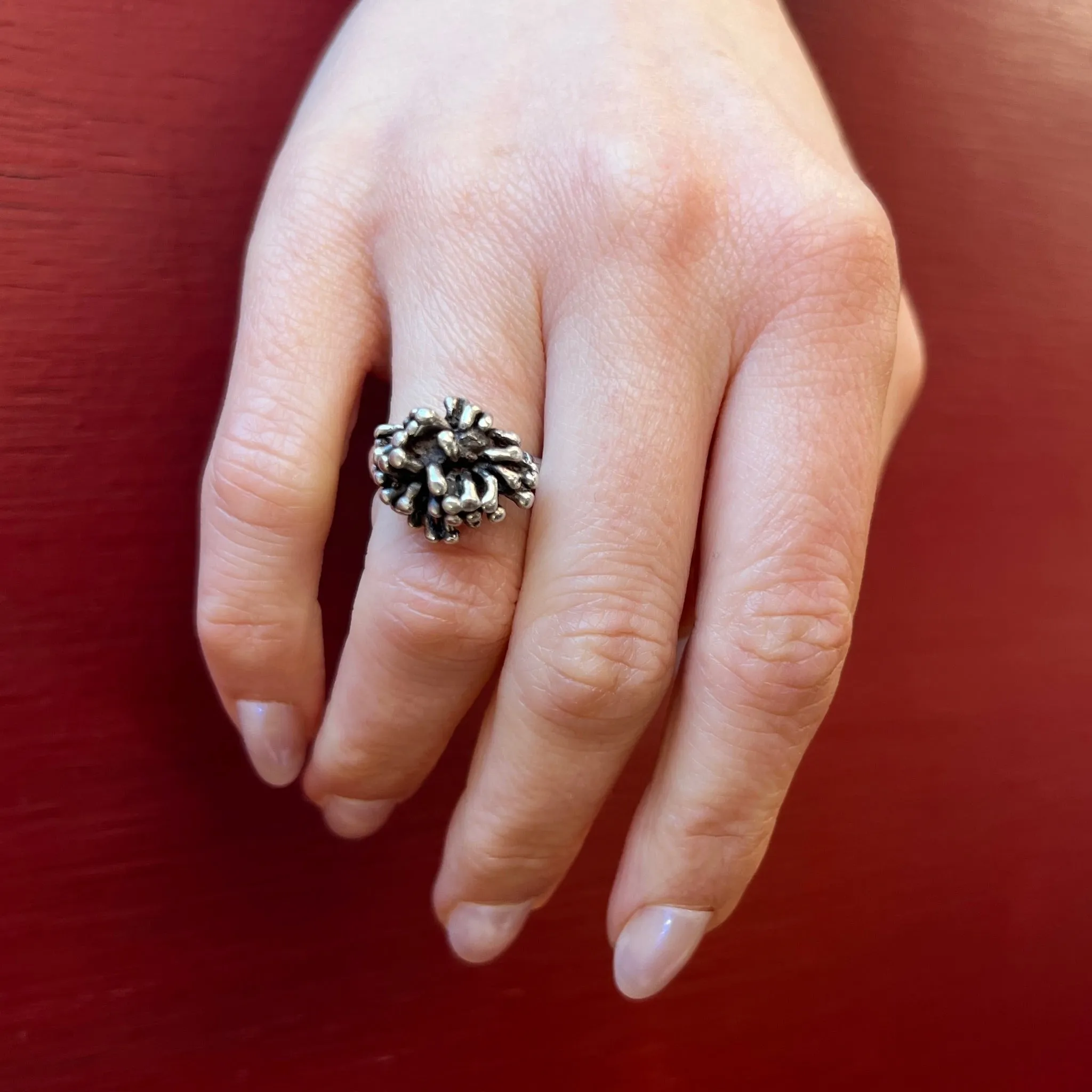 Modernist Sea Anemone Sterling Silver Ring