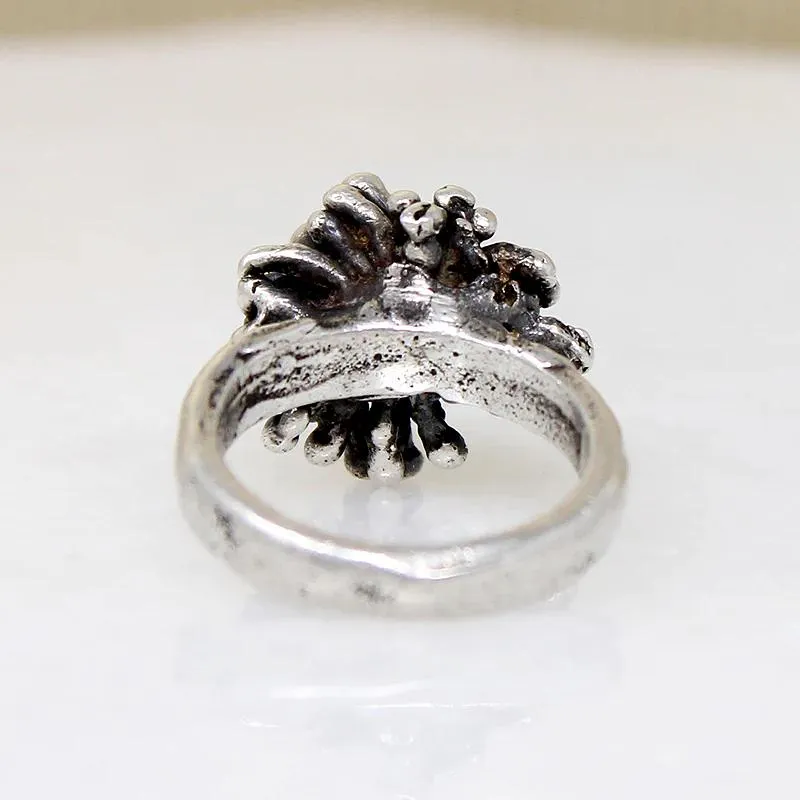 Modernist Sea Anemone Sterling Silver Ring
