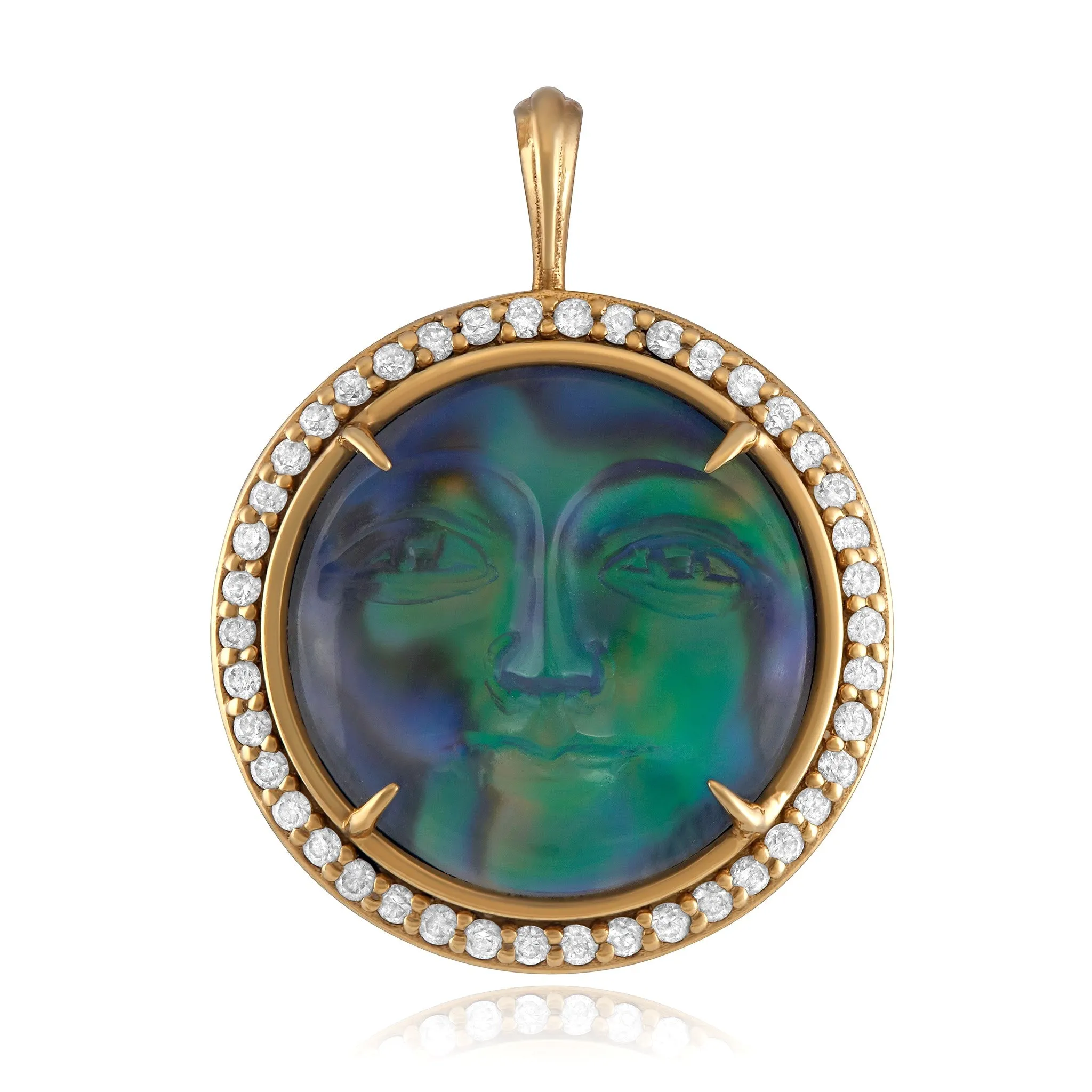 Moon Face with Diamond Halo Charm