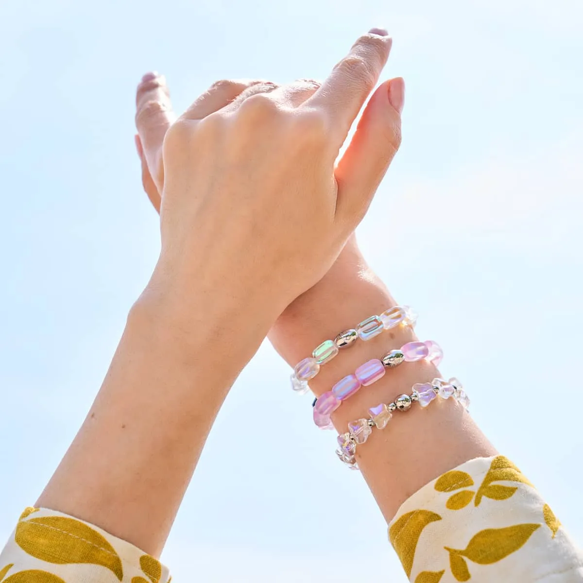 Morning Dew | Silver | Rainbow White Butterfly Bracelet