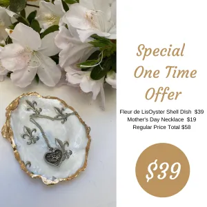 Mother's Day Gift, Fleur de Lis Shell Jewelry Dish