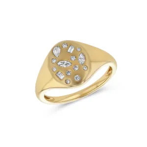 Multi Shape Brushed Signet Ring