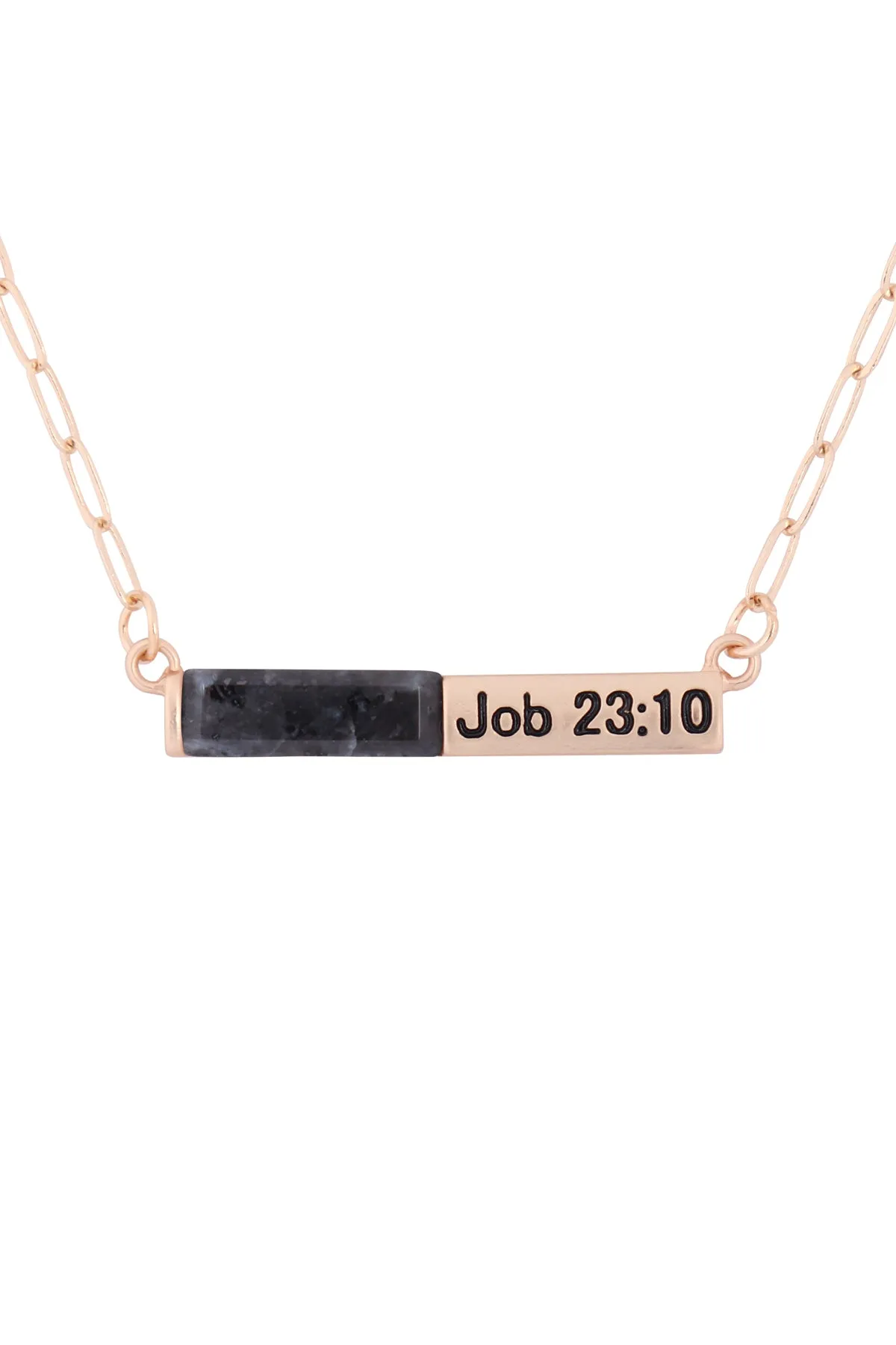 MYE1437 - "JOB 23:10" HALF NATURAL STONE HALF METAL NECKLACE
