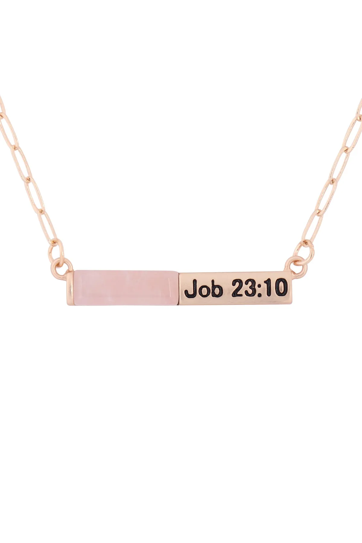 MYE1437 - "JOB 23:10" HALF NATURAL STONE HALF METAL NECKLACE