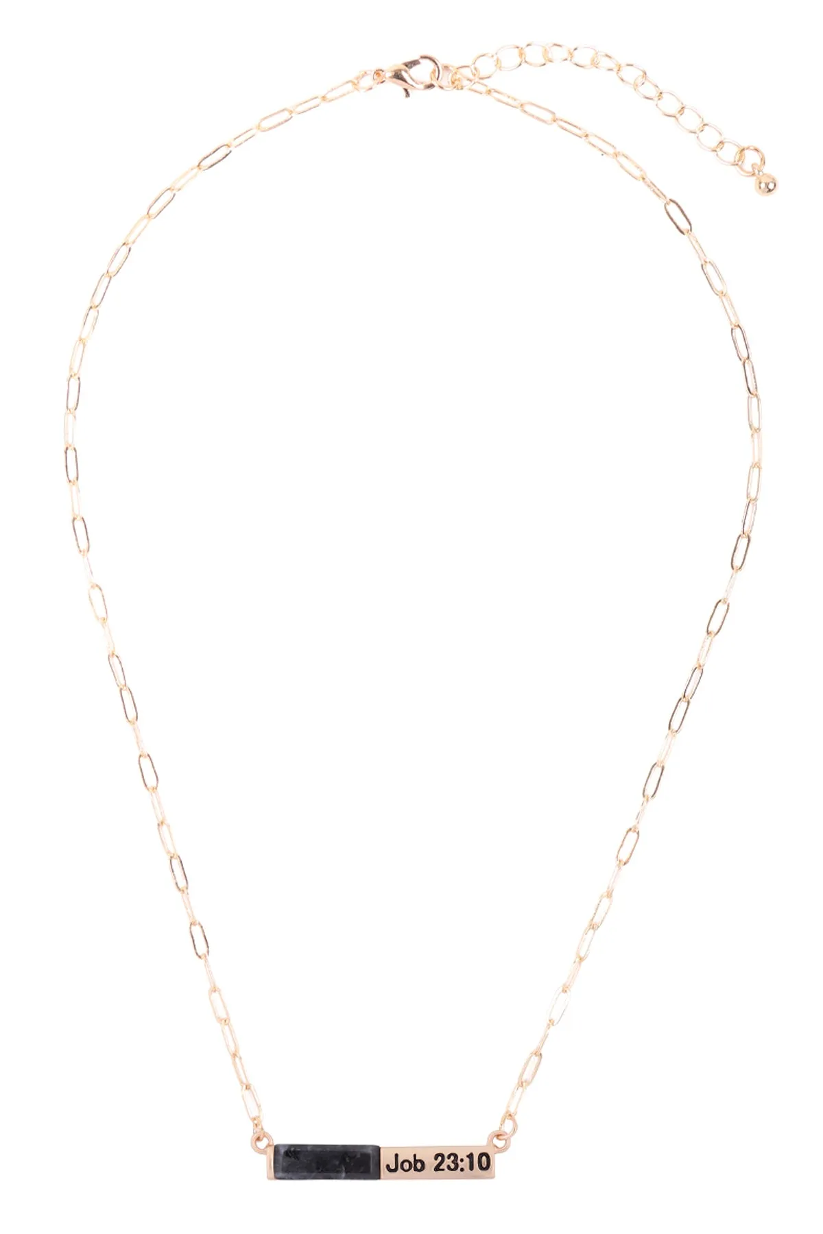 MYE1437 - "JOB 23:10" HALF NATURAL STONE HALF METAL NECKLACE
