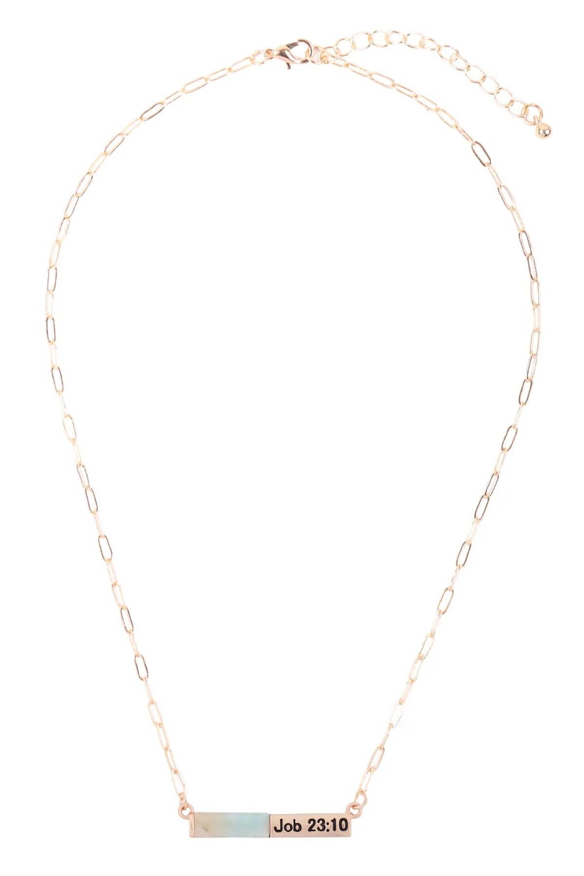 MYE1437 - "JOB 23:10" HALF NATURAL STONE HALF METAL NECKLACE