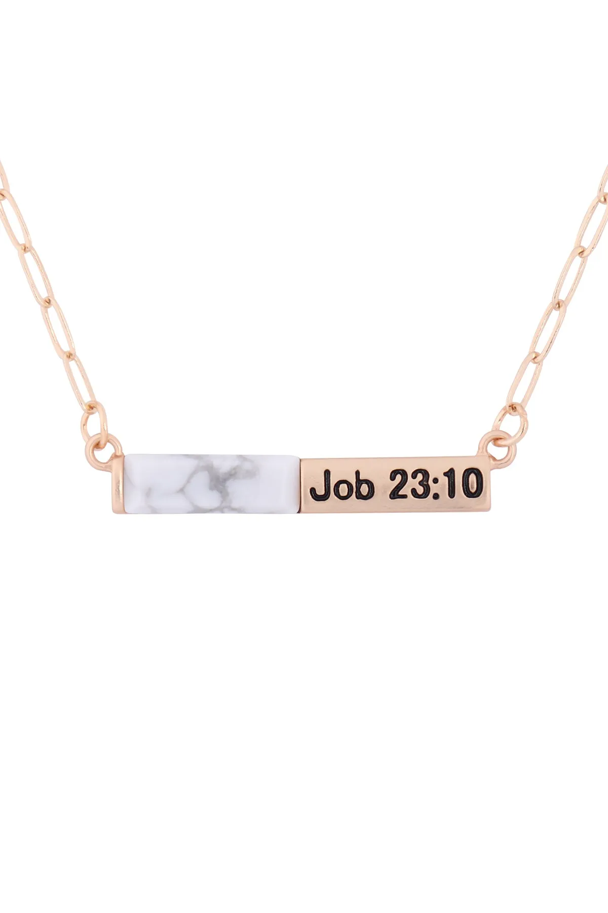 MYE1437 - "JOB 23:10" HALF NATURAL STONE HALF METAL NECKLACE