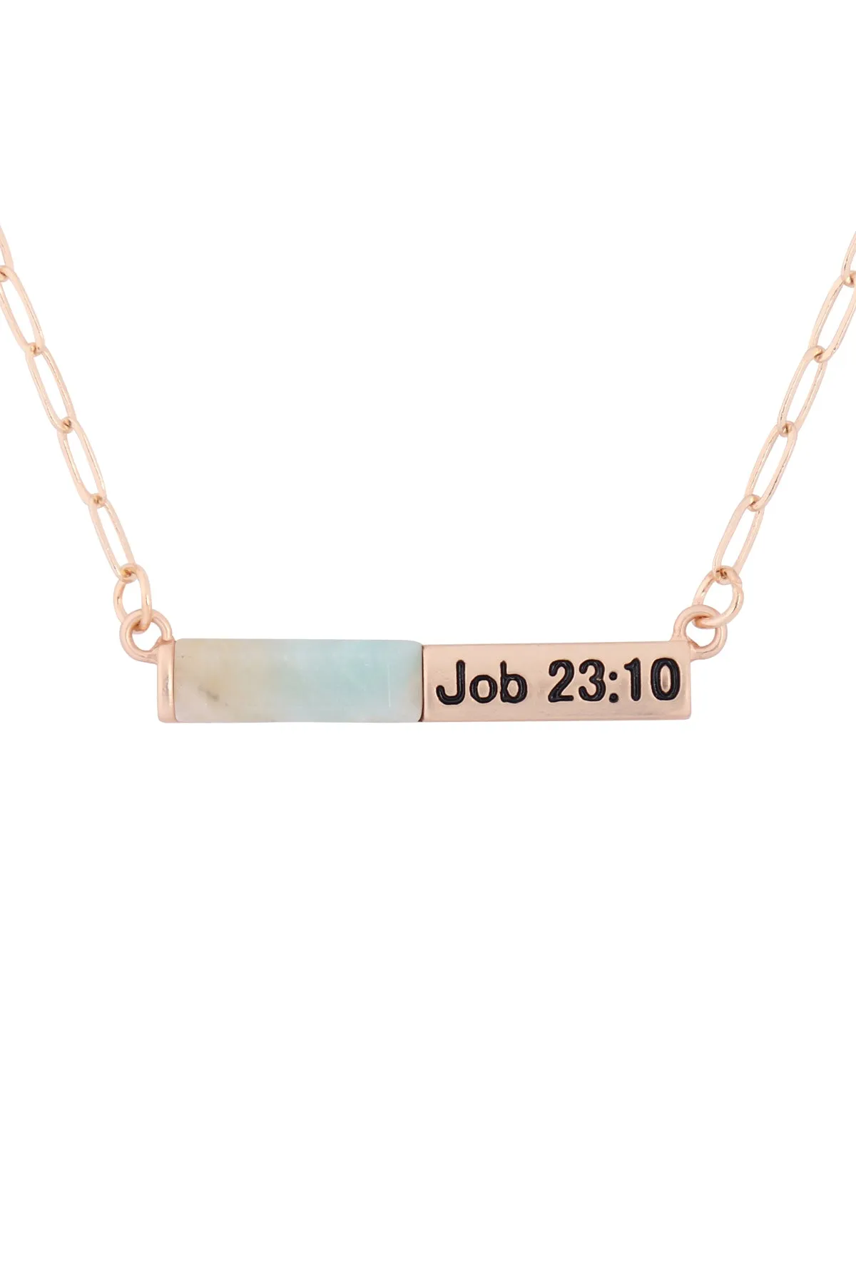 MYE1437 - "JOB 23:10" HALF NATURAL STONE HALF METAL NECKLACE