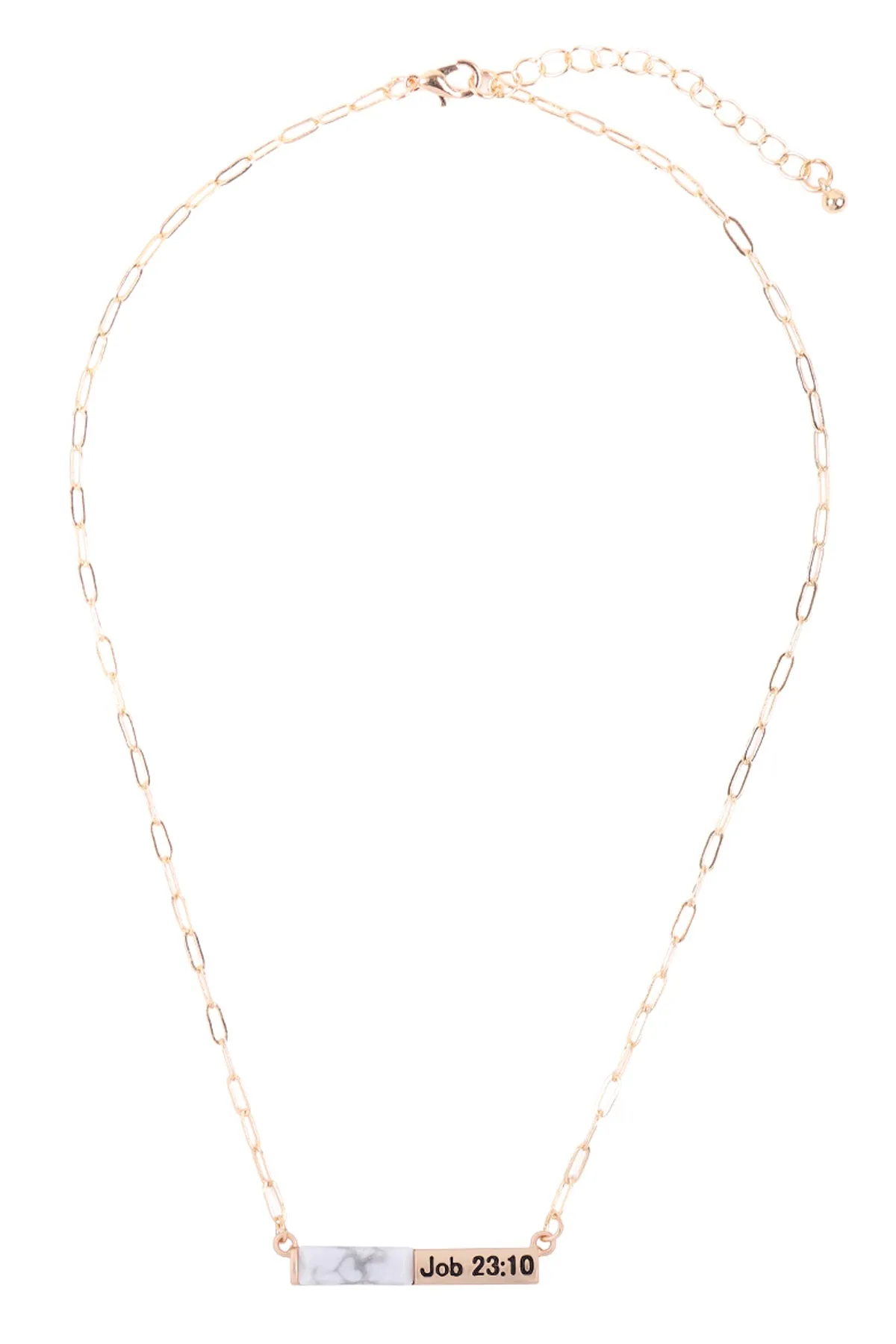 MYE1437 - "JOB 23:10" HALF NATURAL STONE HALF METAL NECKLACE