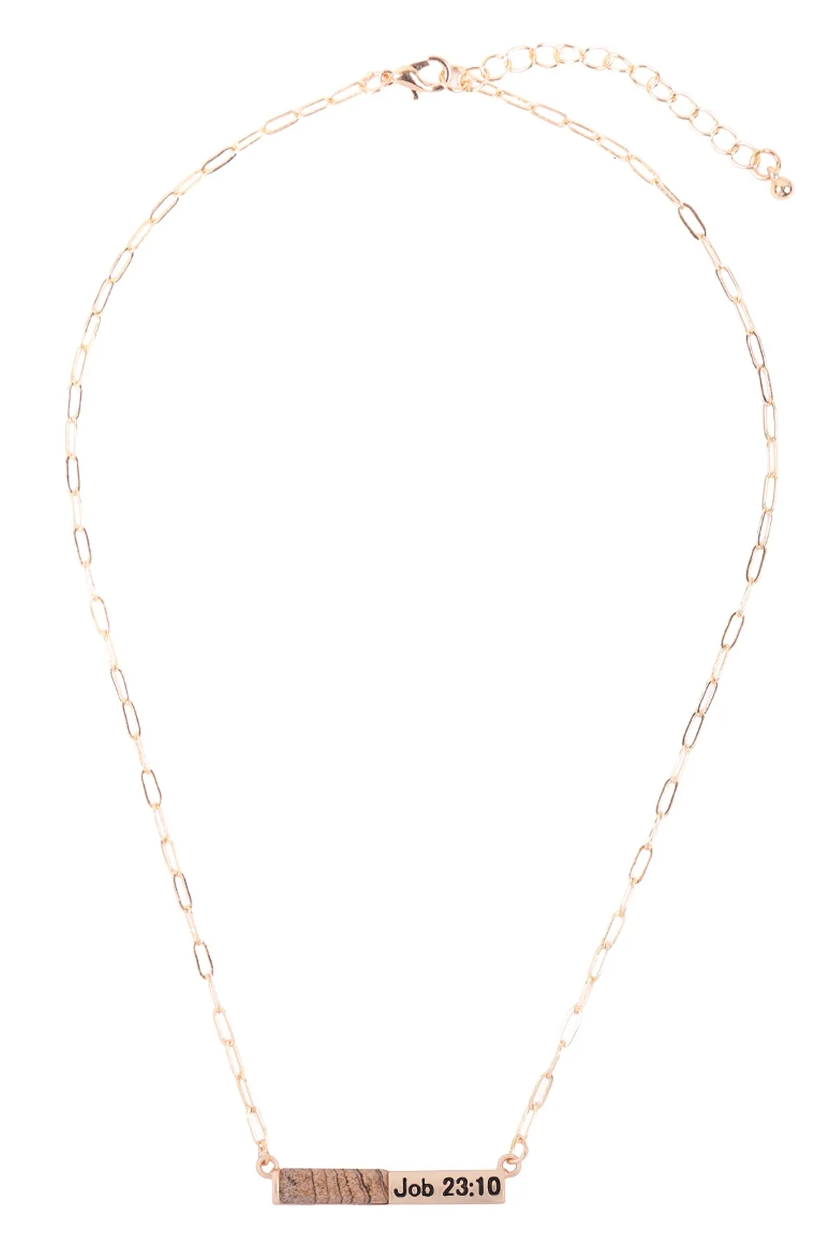 MYE1437 - "JOB 23:10" HALF NATURAL STONE HALF METAL NECKLACE