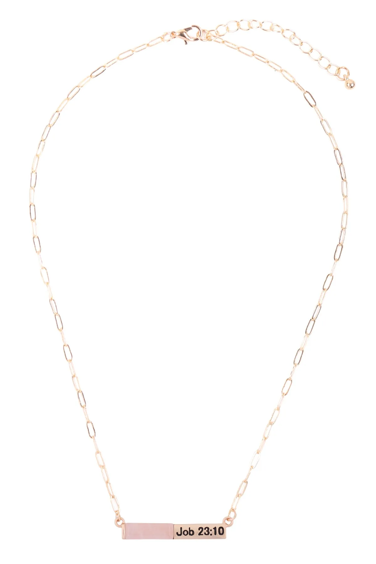 MYE1437 - "JOB 23:10" HALF NATURAL STONE HALF METAL NECKLACE