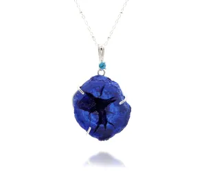 Natural Blue Azurite Geode Necklace