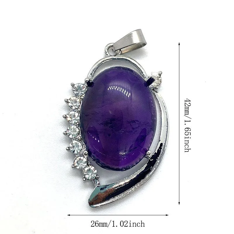 Natural Stone Pendant Oval Shape Charms for Jewelry Making DIY Necklace