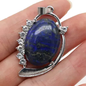 Natural Stone Pendant Oval Shape Charms for Jewelry Making DIY Necklace