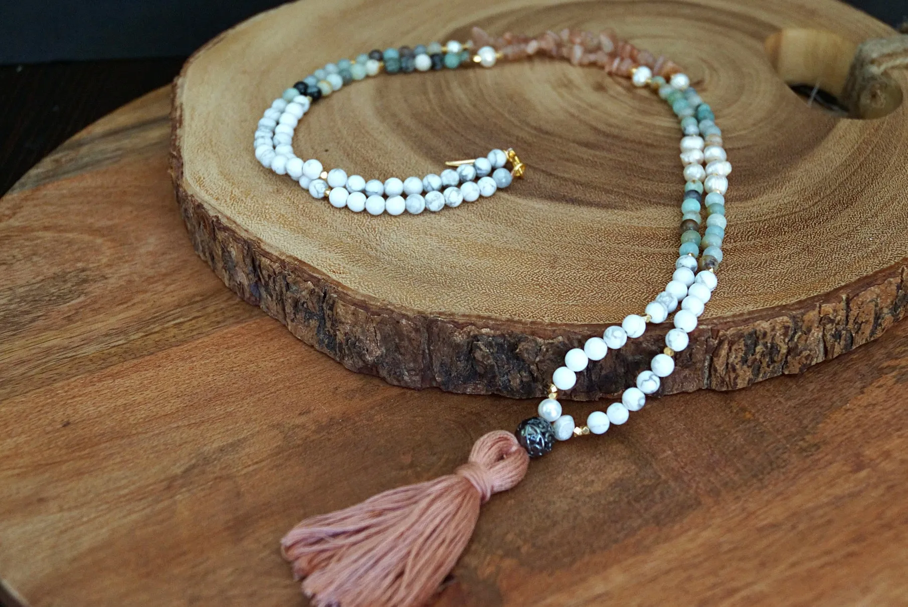 Natural Stone Tassel Necklace
