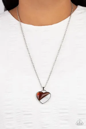 Nautical Romance - Brown - Glassy Bead Shell Heart Paparazzi Short Necklace