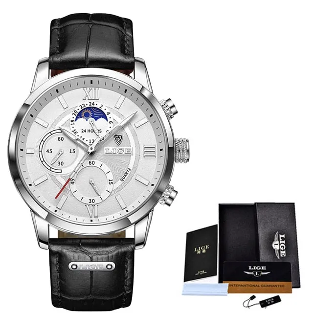 New LIGE Men's Watches Top Brand Luxury Men Wrist Watch Man Leather Quartz Watch Sports Waterproof Male Clock Relogio Masculino