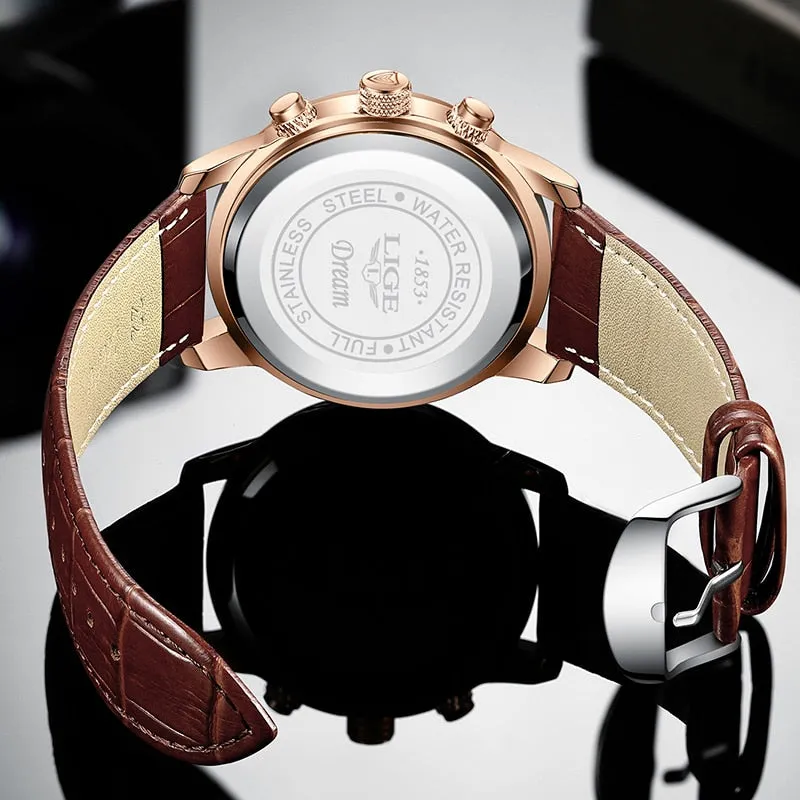 New LIGE Men's Watches Top Brand Luxury Men Wrist Watch Man Leather Quartz Watch Sports Waterproof Male Clock Relogio Masculino