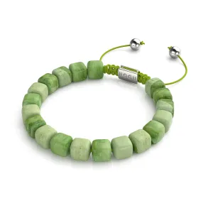 Olive Quartz | Silver | Gemstone Pebble Macrame Bracelet