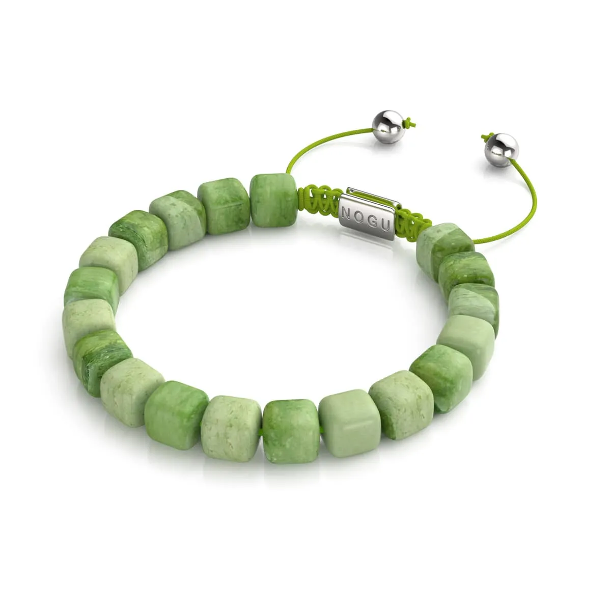 Olive Quartz | Silver | Gemstone Pebble Macrame Bracelet