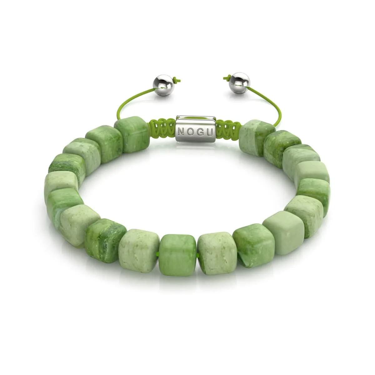 Olive Quartz | Silver | Gemstone Pebble Macrame Bracelet
