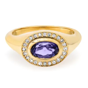 Oracle OOAK Tanzanite Signet Halo Ring