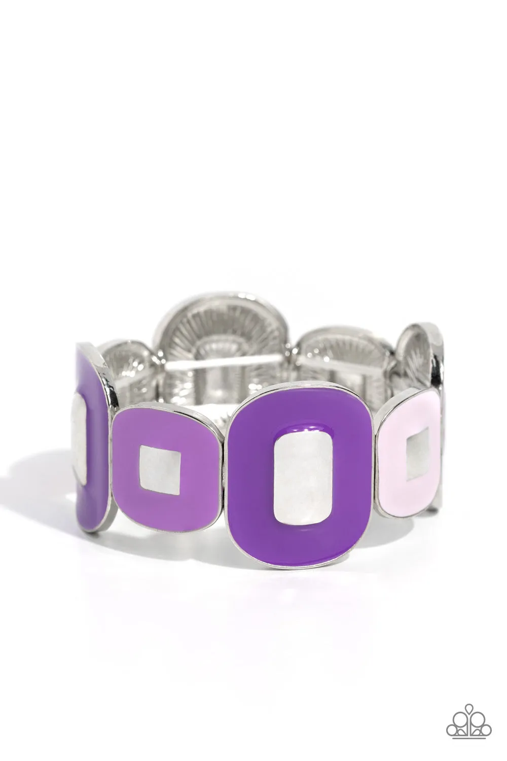 Painted Pairing - Purple - Pink, and Blue Square Frame Paparazzi Stretchy Bracelet