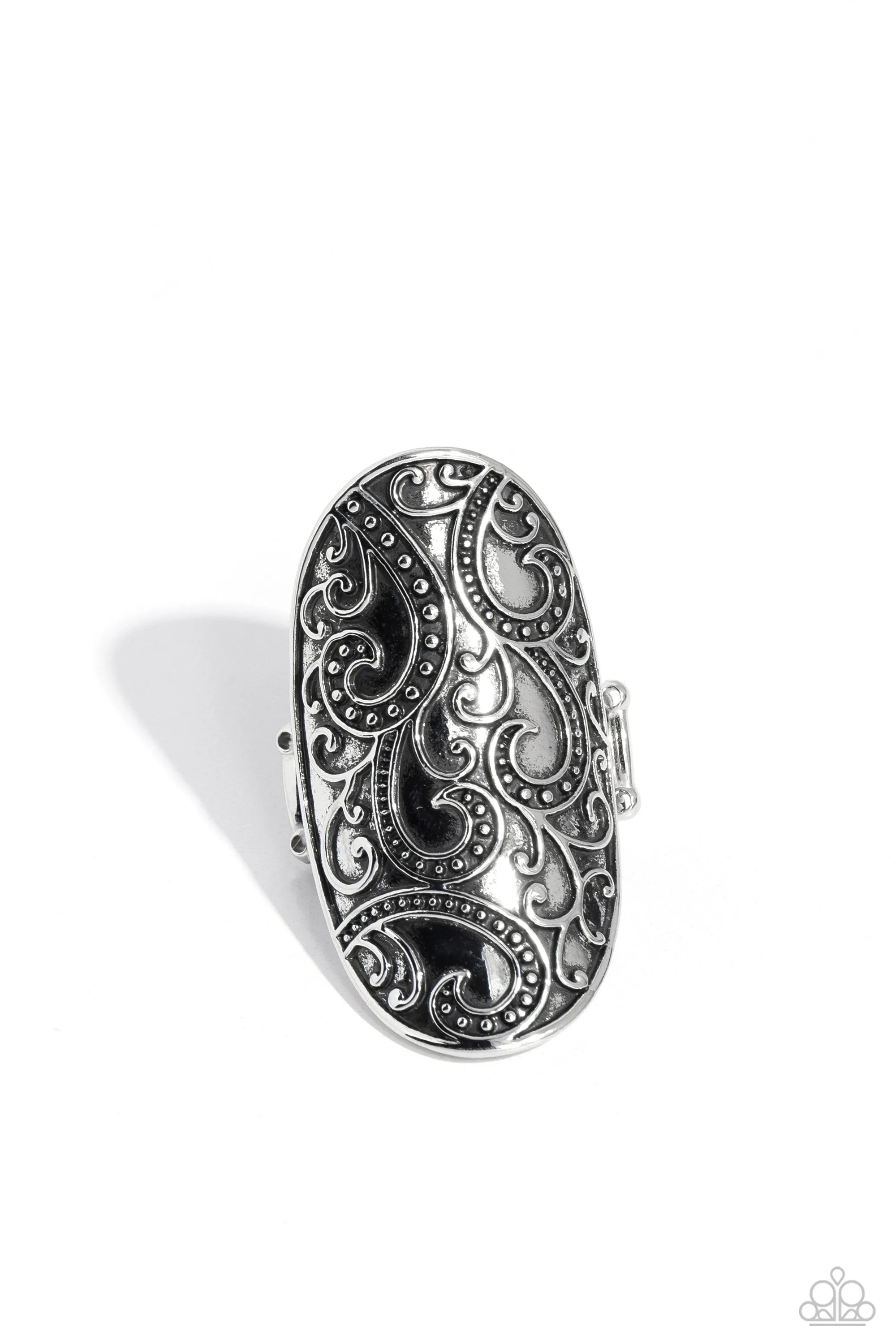 PAISLEY for You - Silver - Oversized Oval Paparazzi Ring