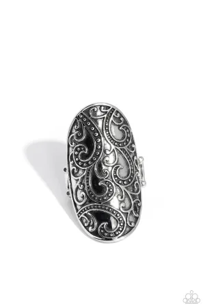 PAISLEY for You - Silver - Oversized Oval Paparazzi Ring