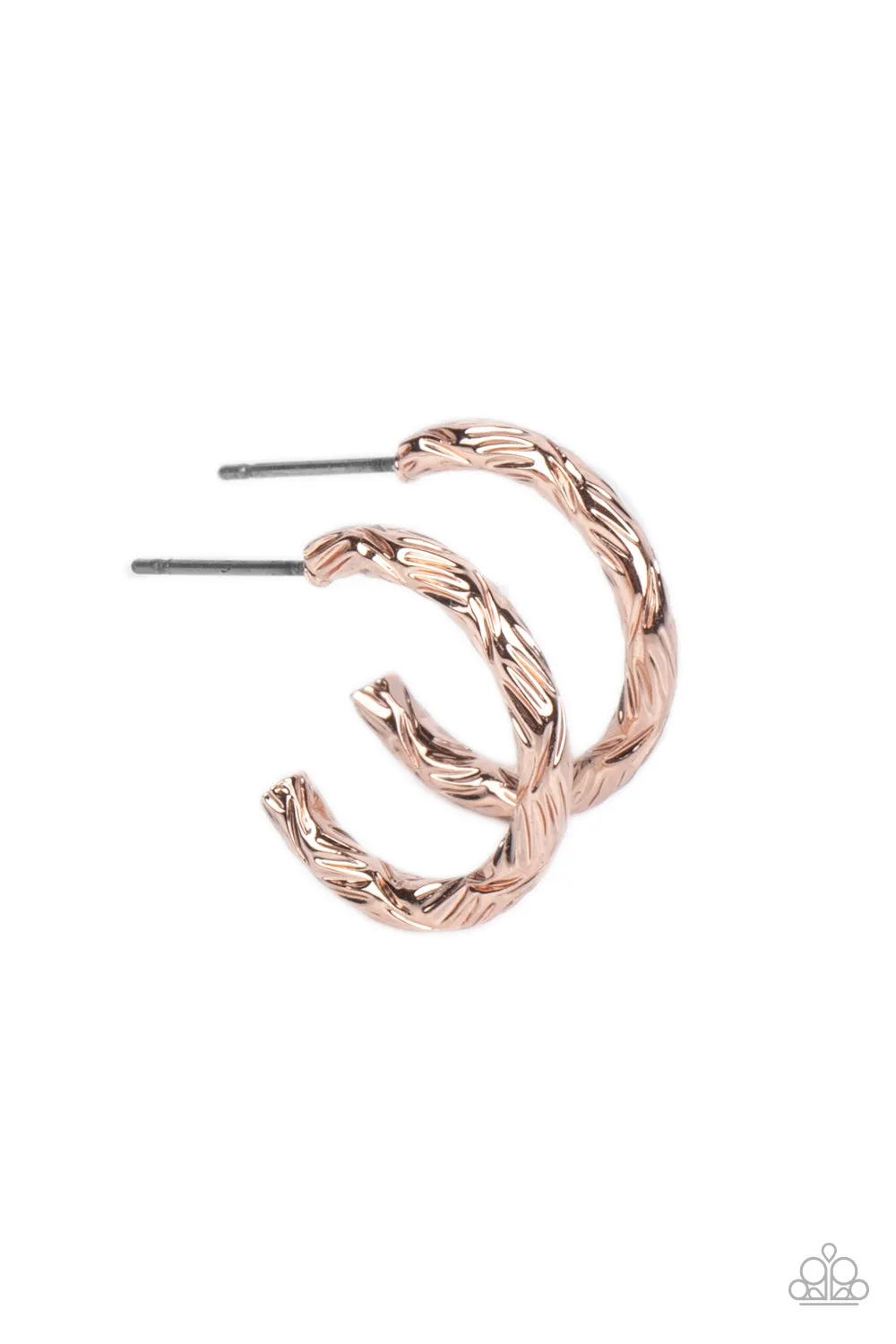 Paparazzi Triumphantly Textured - Rose Gold Earrings