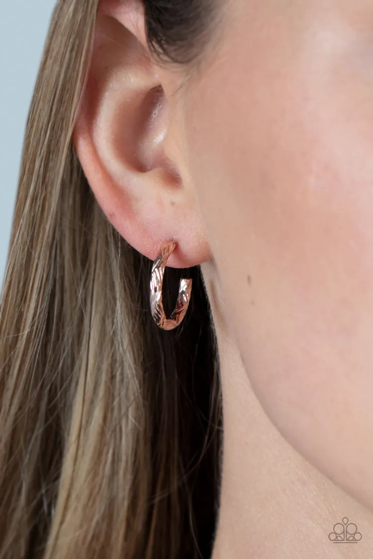 Paparazzi Triumphantly Textured - Rose Gold Earrings