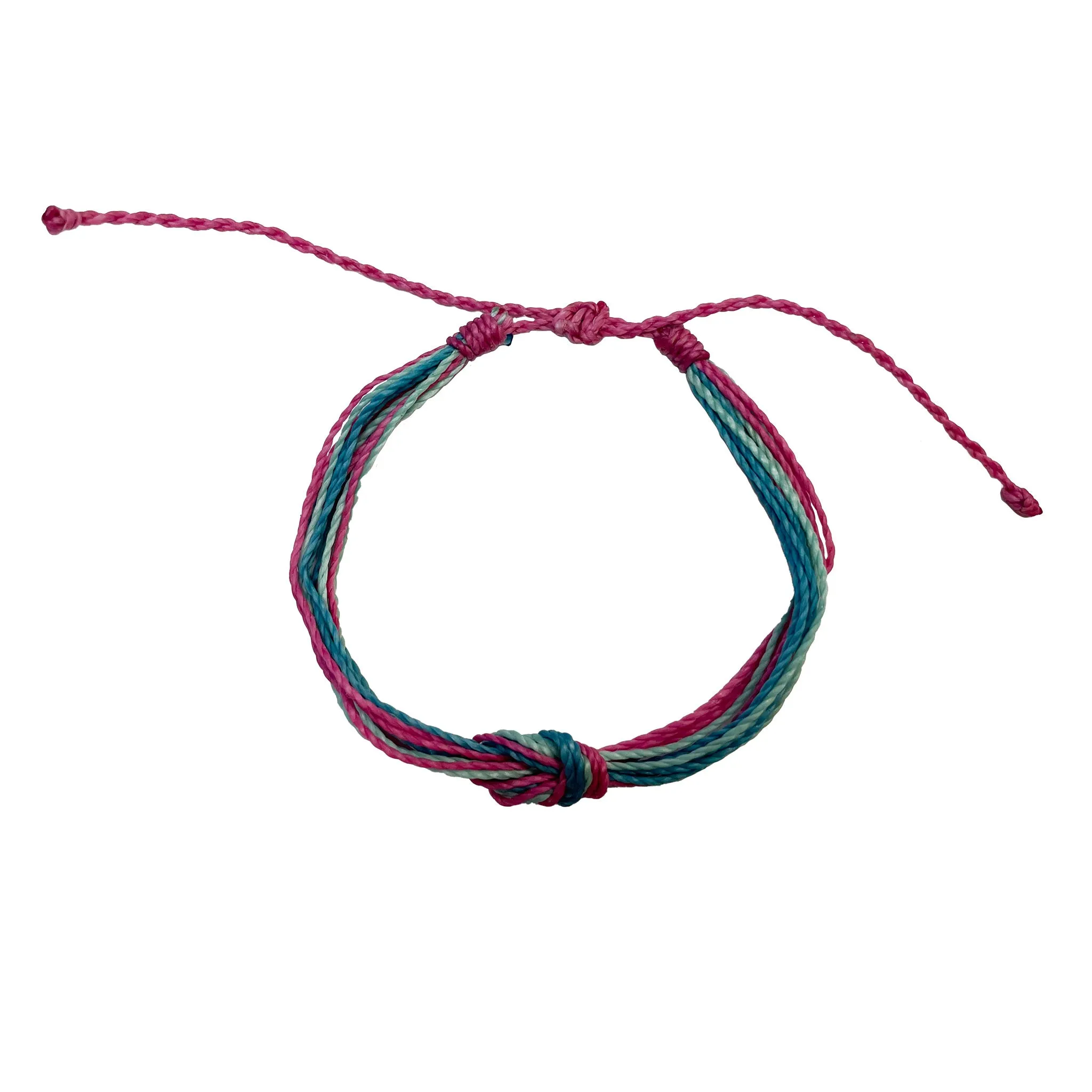 Pastel Hues Handmade Wax Cord Reef Knot Bracelet