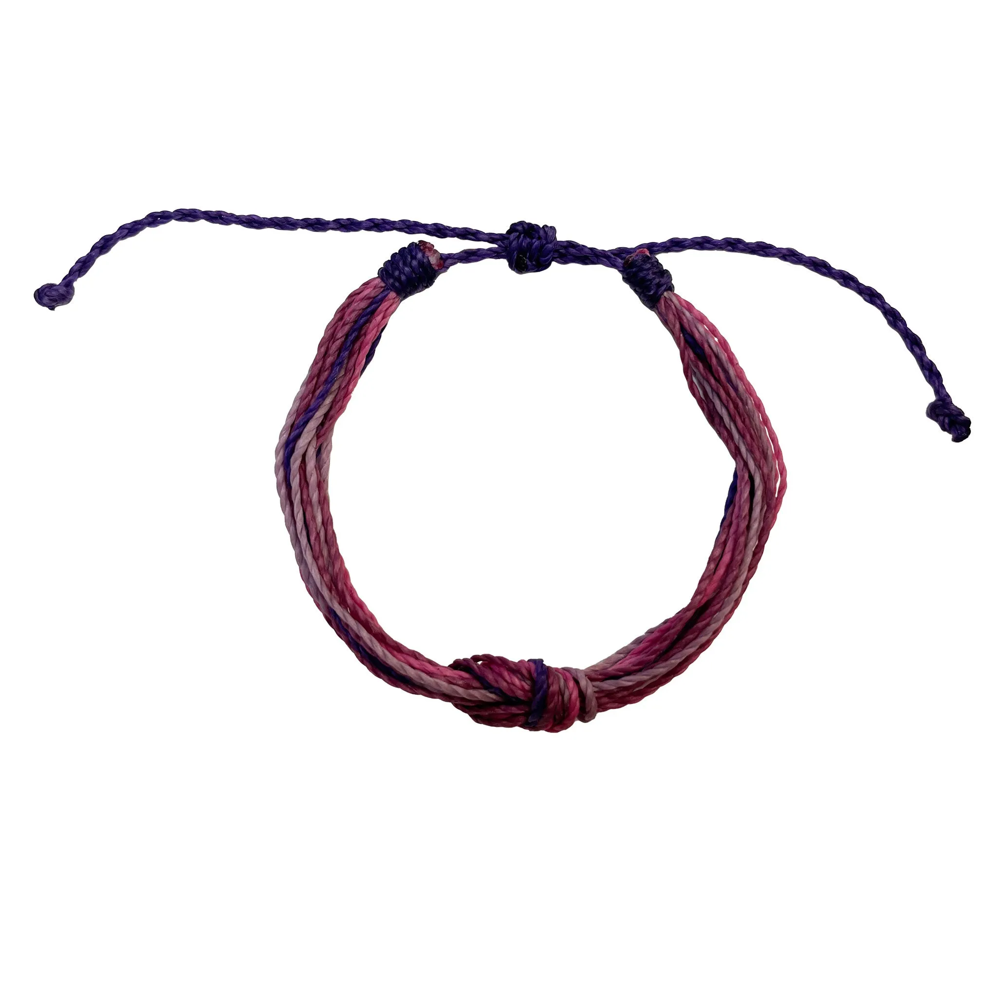 Pastel Hues Handmade Wax Cord Reef Knot Bracelet
