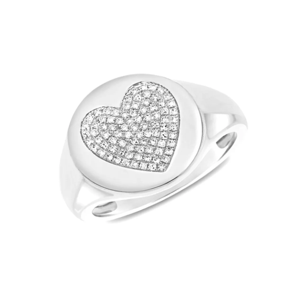 Pave Heart Signet Ring