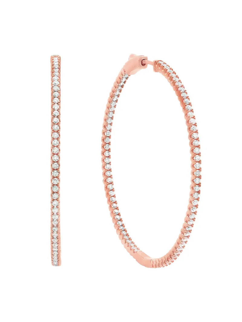 Pave Hoop Earrings Small Finished in 18kt Rose Gold 8010295E00CZ