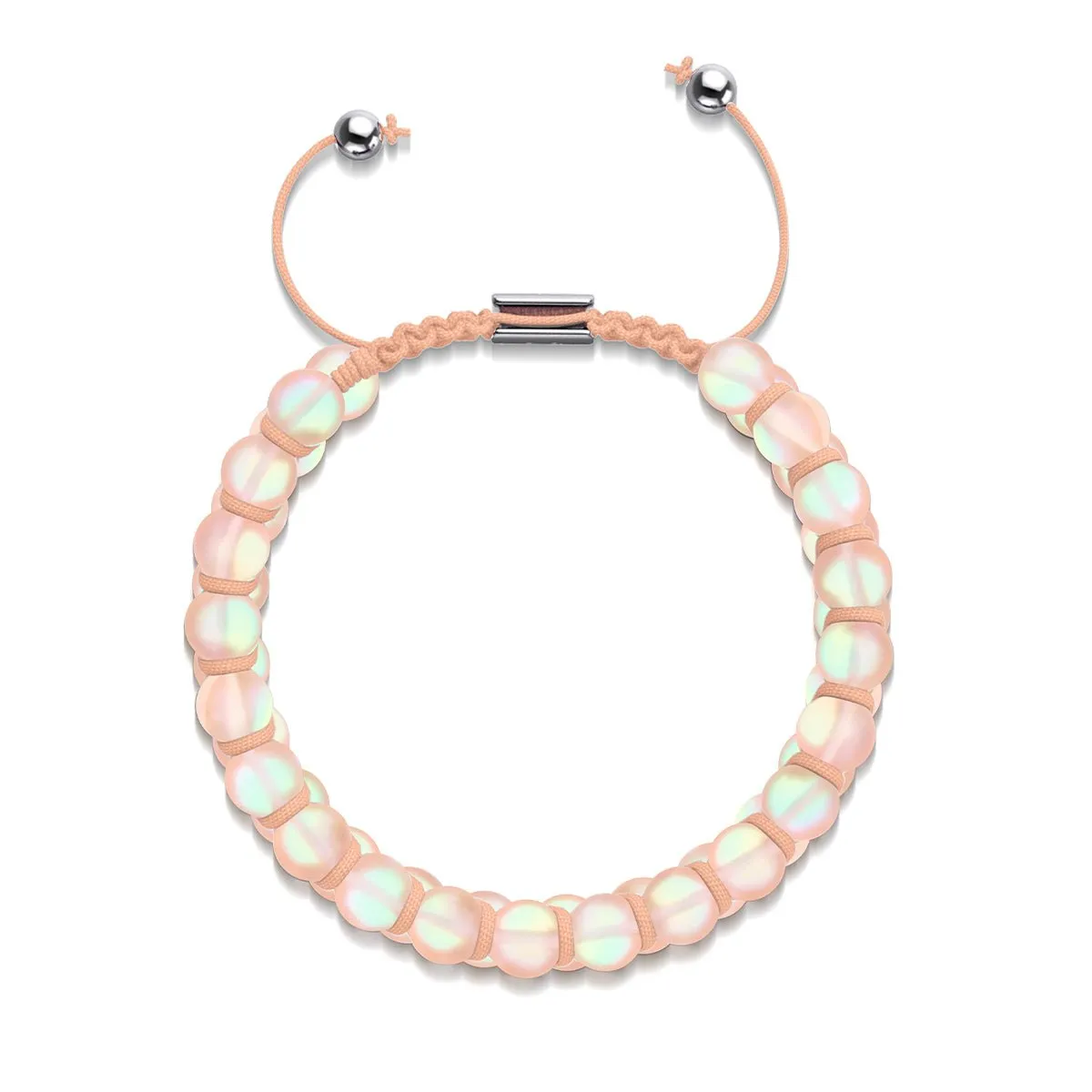 Peach | Silver | Double Mermaid Glass Bracelet