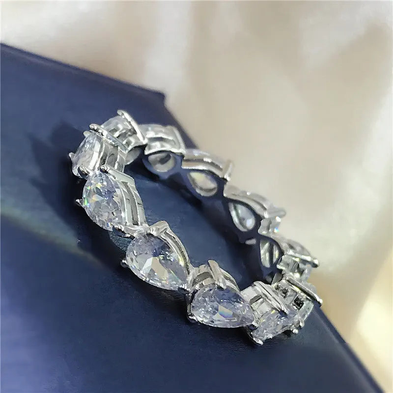 Pear Cut Created Diamond Full Eternity Ring