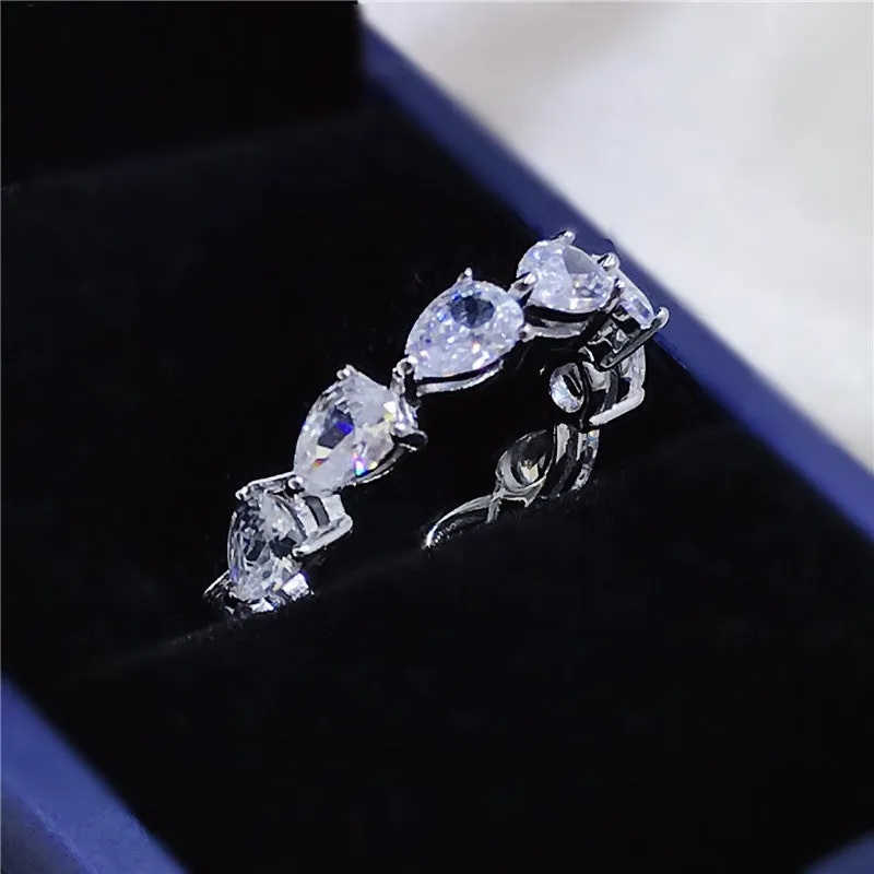 Pear Cut Created Diamond Full Eternity Ring