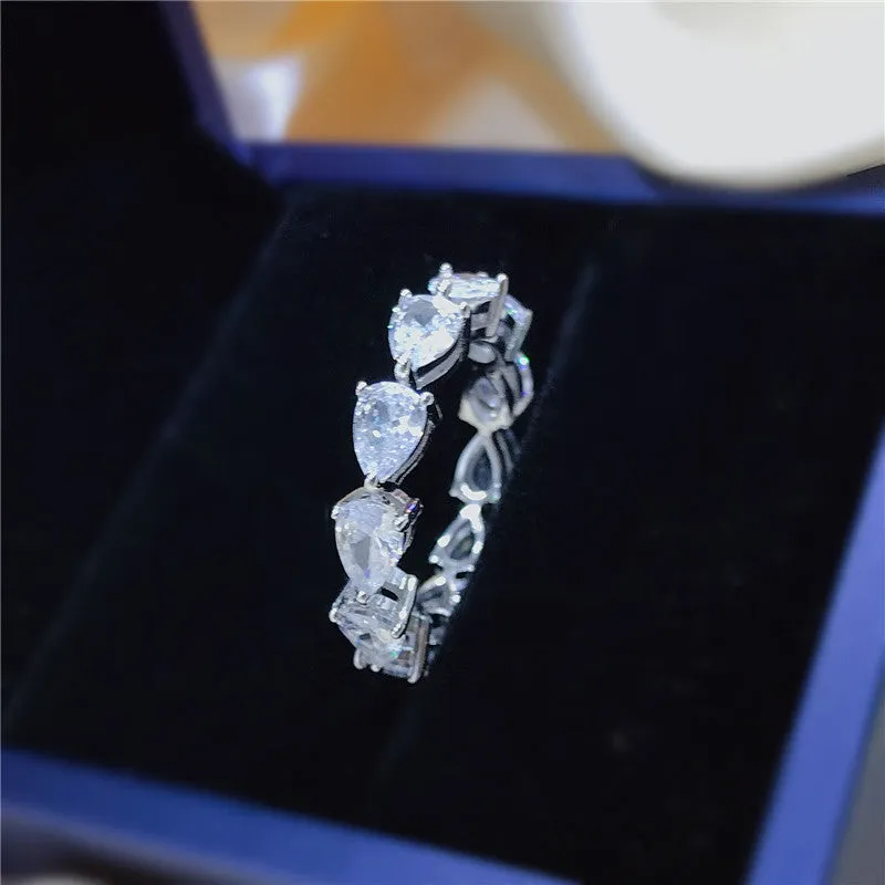 Pear Cut Created Diamond Full Eternity Ring