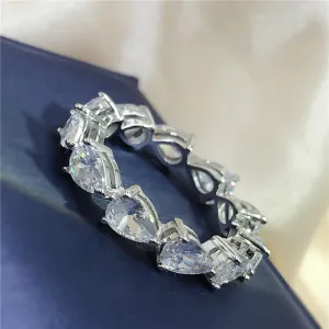 Pear Cut Created Diamond Full Eternity Ring