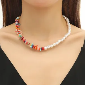Pearl & Multicolor Shell 18K Gold-Plated Beaded Necklace