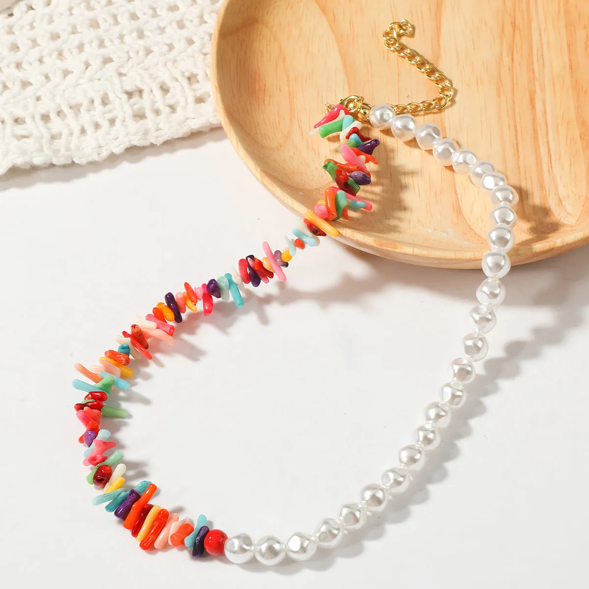 Pearl & Multicolor Shell 18K Gold-Plated Beaded Necklace