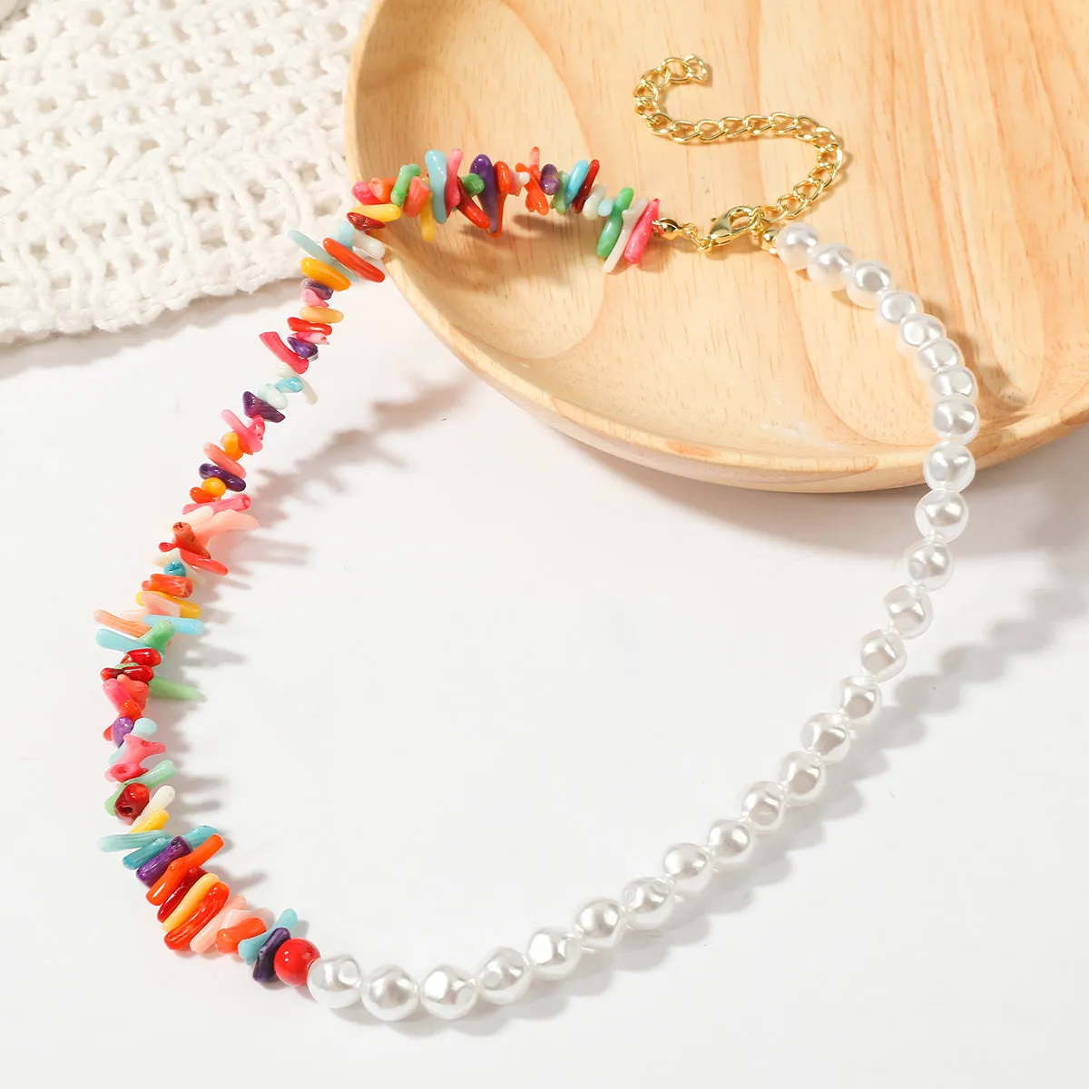 Pearl & Multicolor Shell 18K Gold-Plated Beaded Necklace