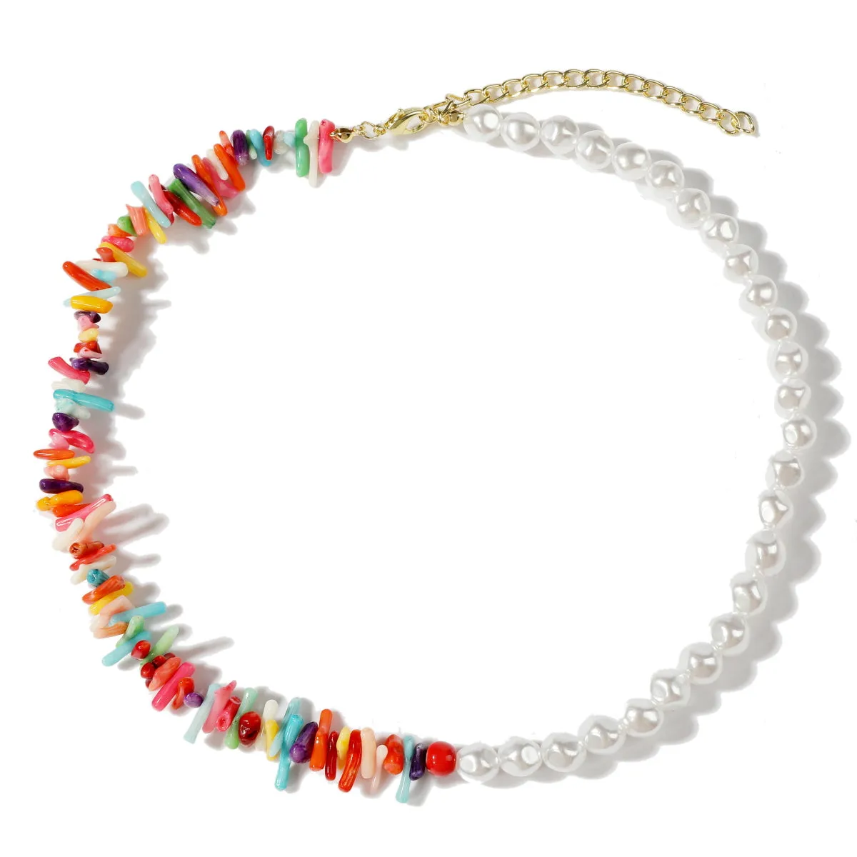 Pearl & Multicolor Shell 18K Gold-Plated Beaded Necklace